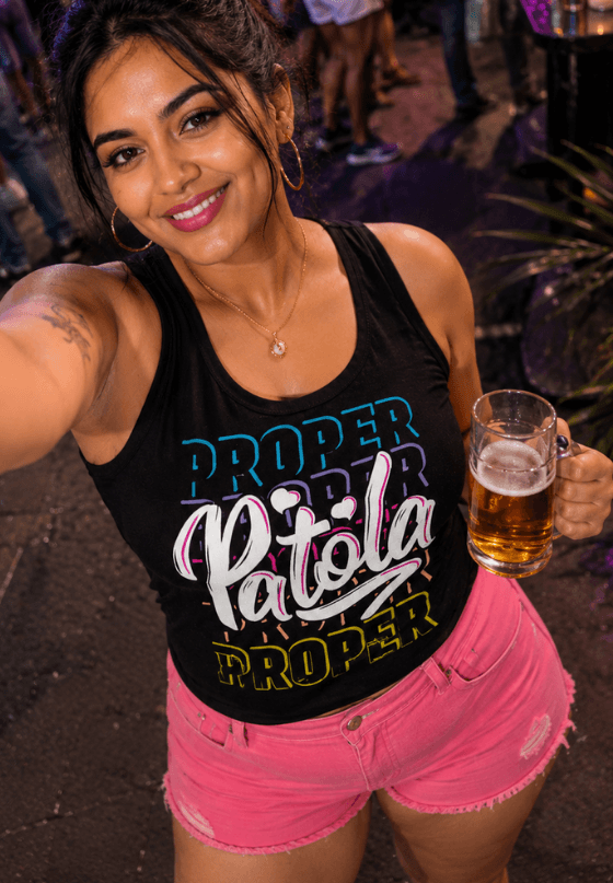 Proper Patola Punjabi T-shirt artwork with bold stylish lettering and beer theme, custom T-shirt design by Drop Drip for brands